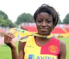 Mary Fasipe (Middlesex) winner of the Senior Girls Triple Jump.